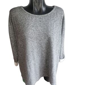 Love & Legend Gray Heathered Sweatshirt with Black Lace Backing Size 2X